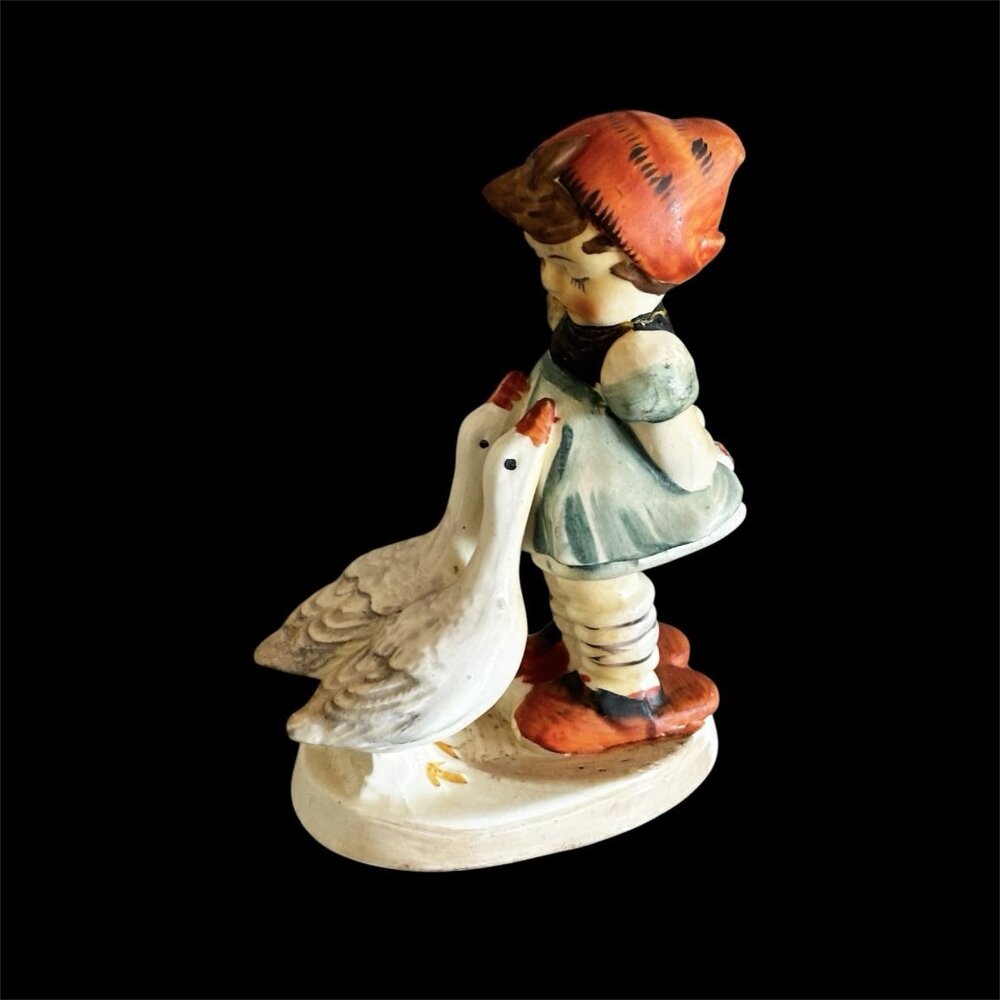 Vintage Hummel Figure Girl W Goose Geese Japan Kitschy See Pics Decor